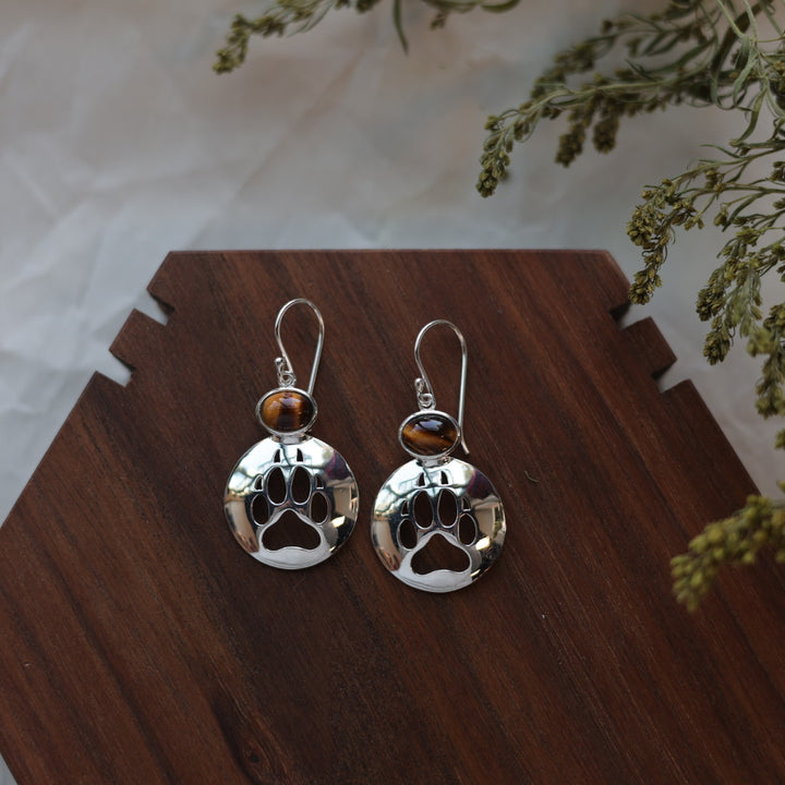 Medicine Bear Arts Bear & Wolf Paw Cut Out Inlay Earrings & Necklace