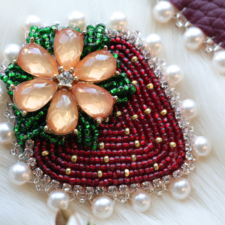 Pieces of Work by Mercedes Strawberry Floral Charm Beaded Earrings