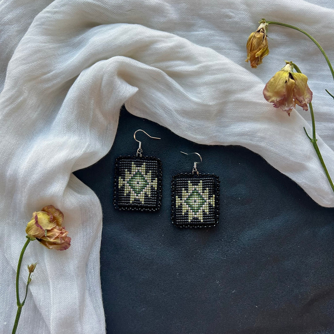 Beth Rose Designs Sage & Gold Loomed Earrings