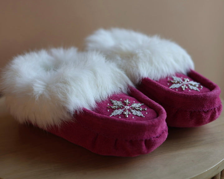 Ironstar Co. Pink Moccasins With Snowflake Detail