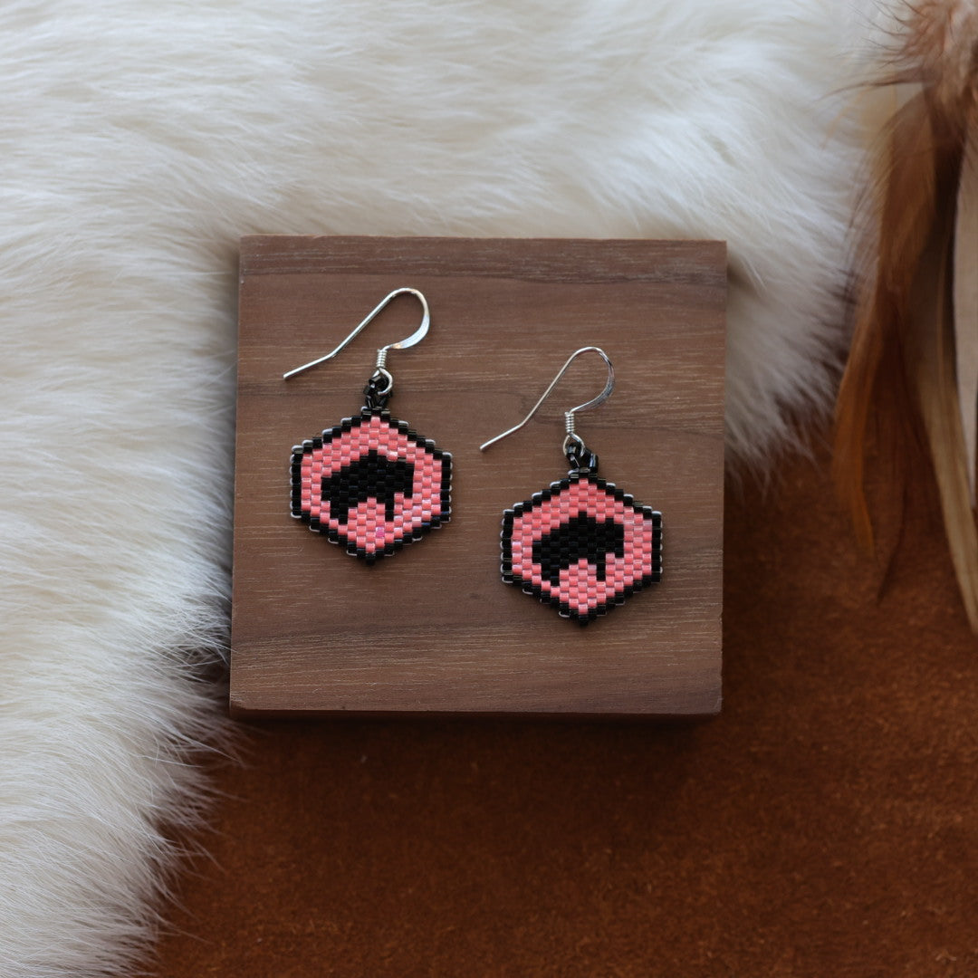Dorothy B. Mini Peyote Buffalo Earrings