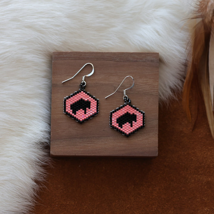 Dorothy B. Mini Peyote Buffalo Earrings