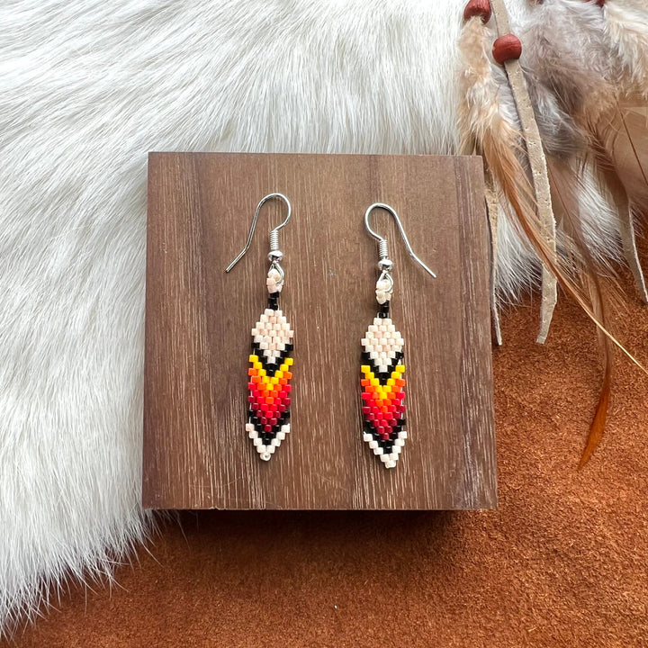Dorothy B. Mini Peyote Feather Earrings