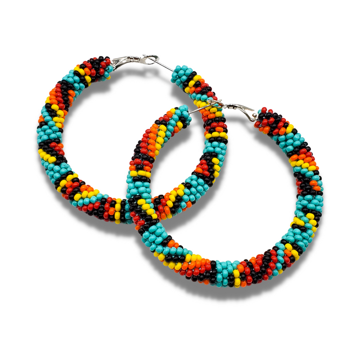 Tribal Roots Crochet Large Hoop Earrings