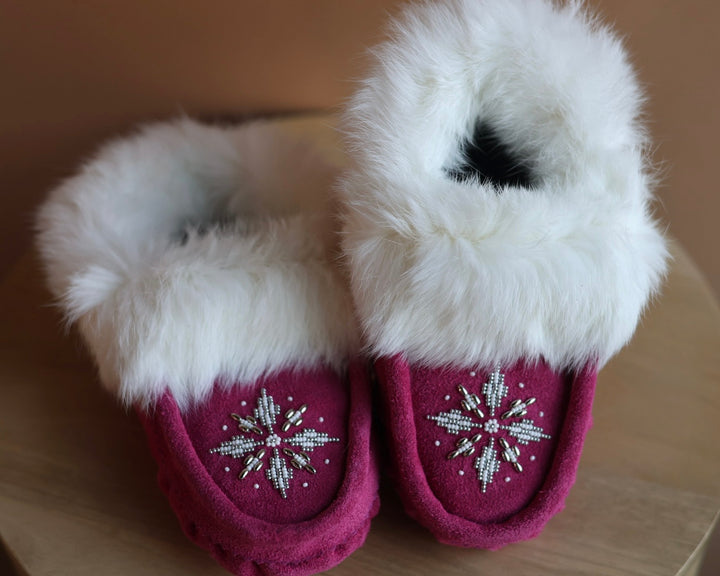 Ironstar Co. Pink Moccasins With Snowflake Detail