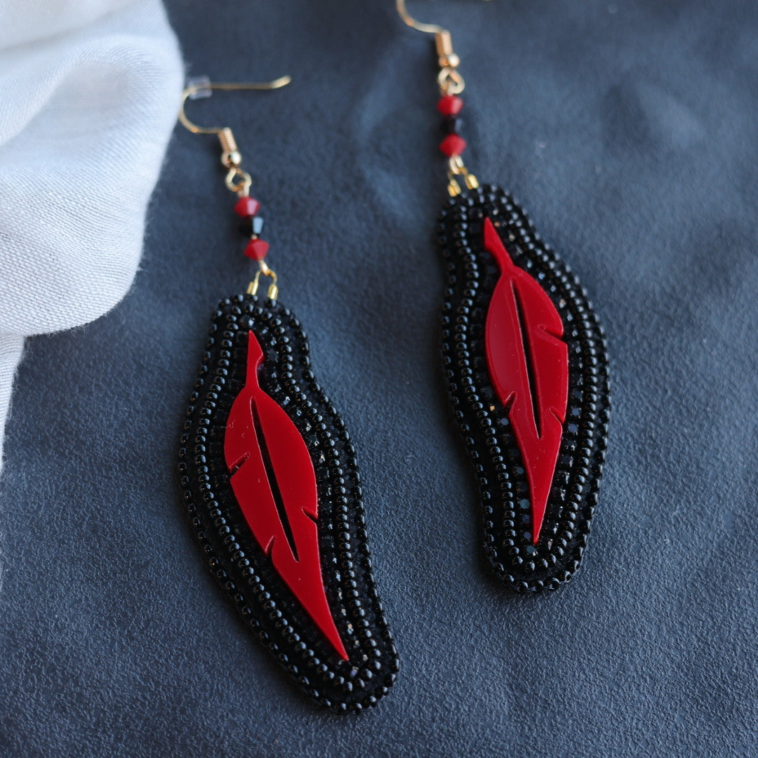 Beth Rose Designs Acrylic Feather Beaded Earrings