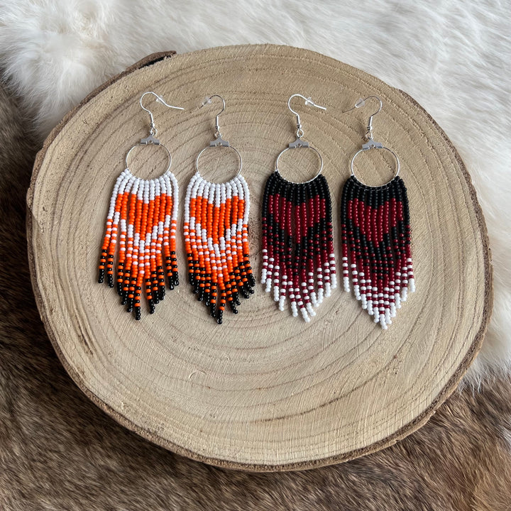 The Beaded Fringe Heart Earrings