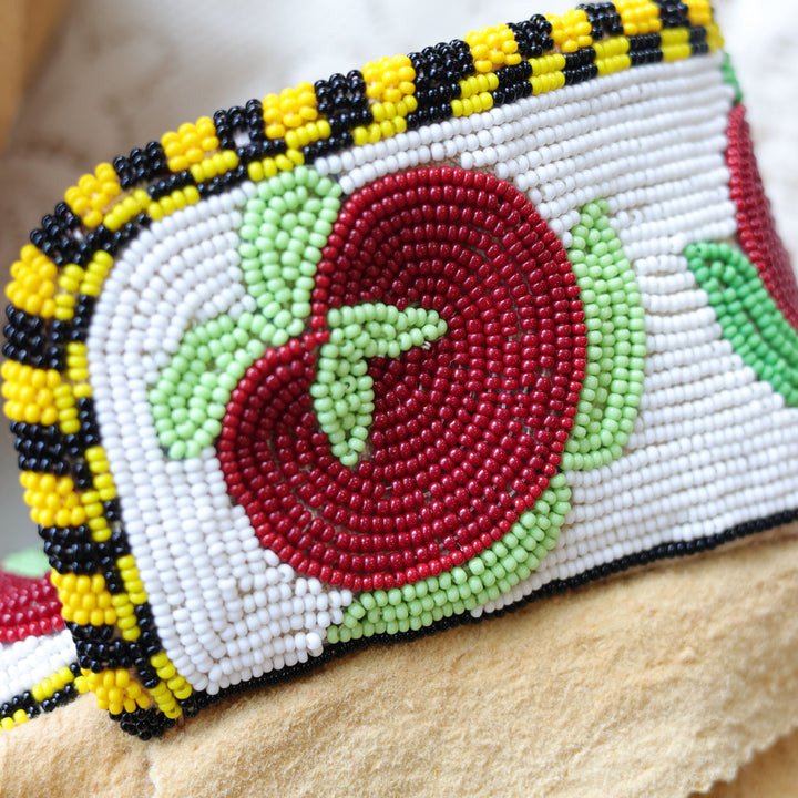 Jeannie A. Traditional Smoked Hide Beaded Apple Moccasins