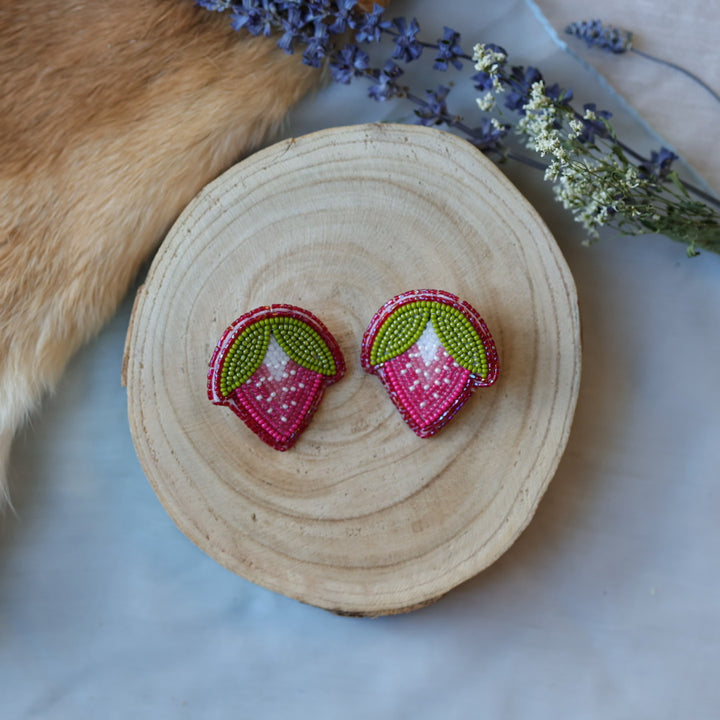 Jess S. Large Beaded Strawberry Earrings