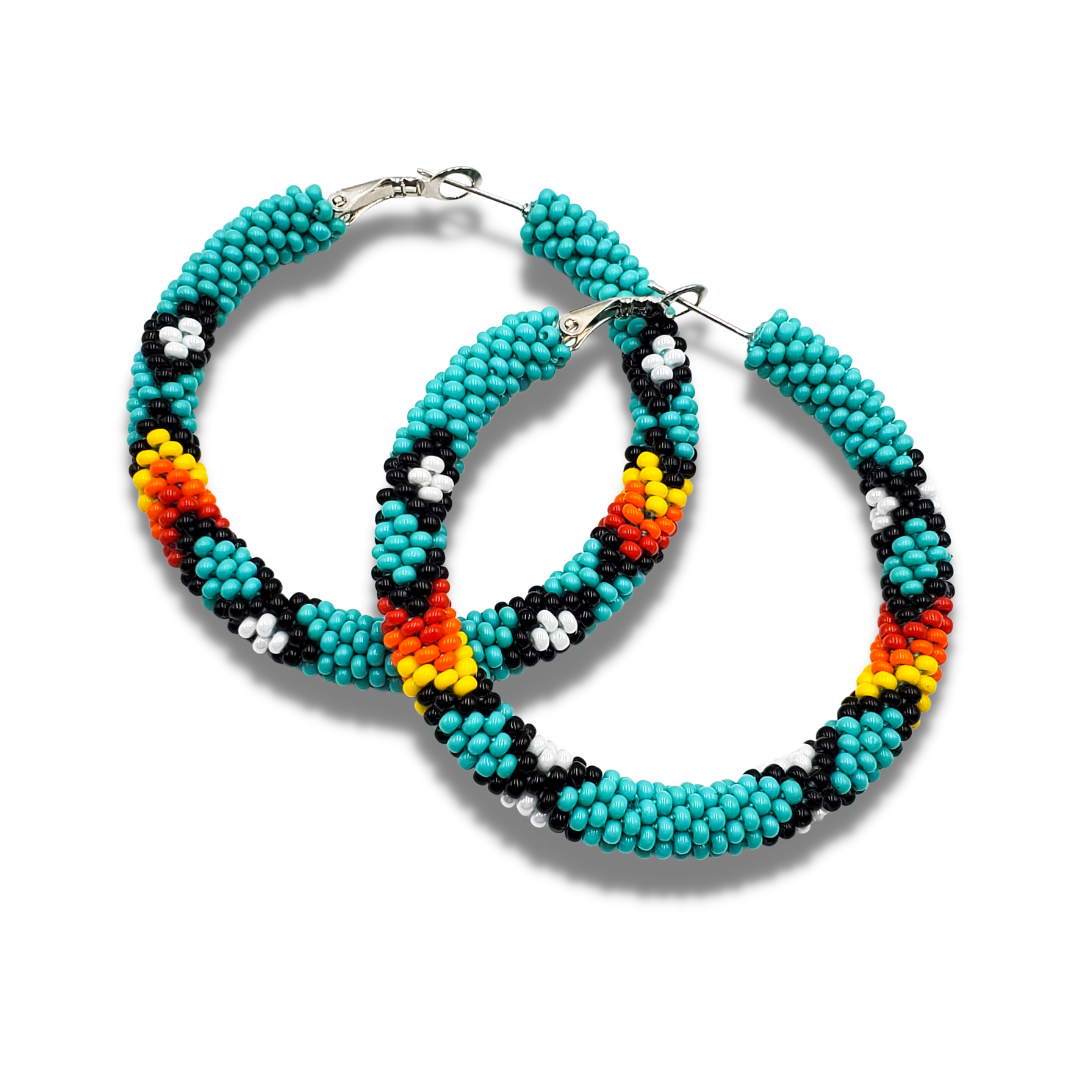 Tribal Roots Crochet Large Hoop Earrings