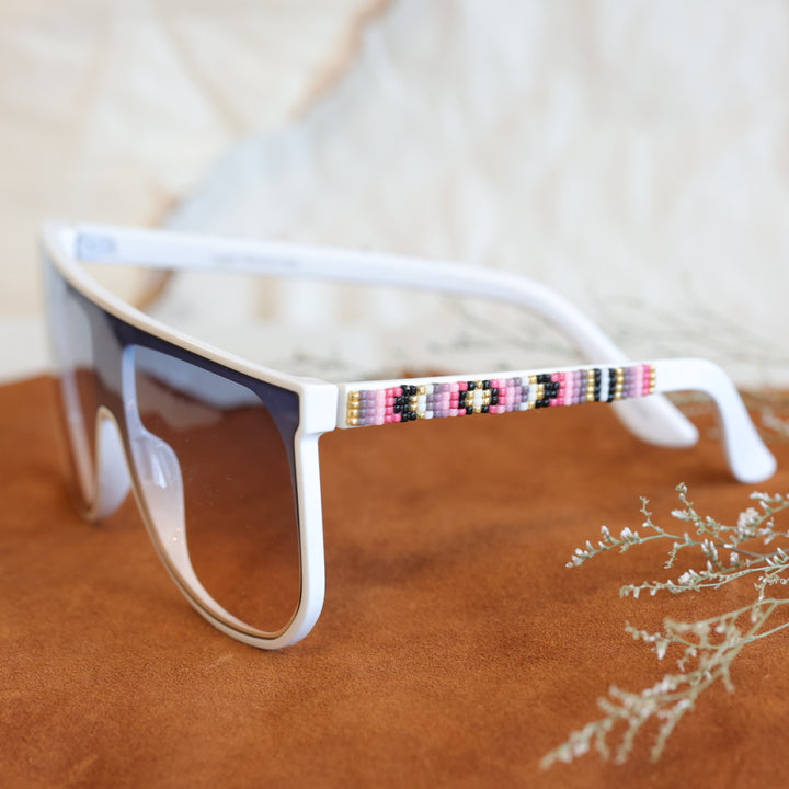 Rebelina Oversized Shield Beaded Sunglasses