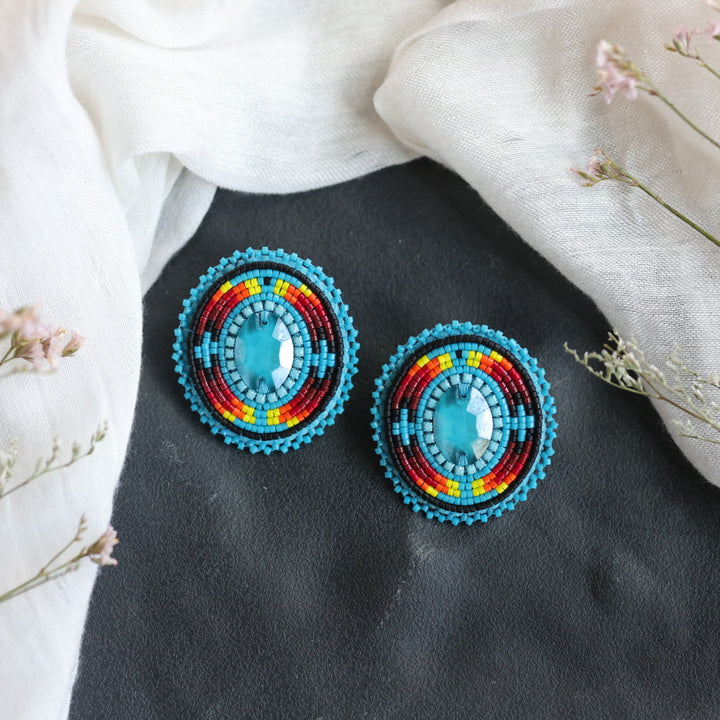 Beth Rose Designs Oval Turquoise Beaded Earrings