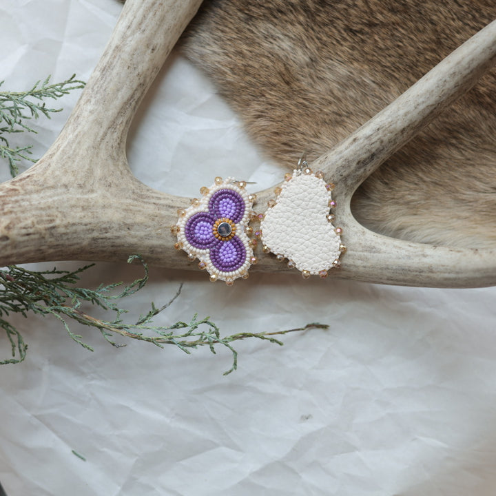 Keegan W. Beaded Small Half Floral Earrings