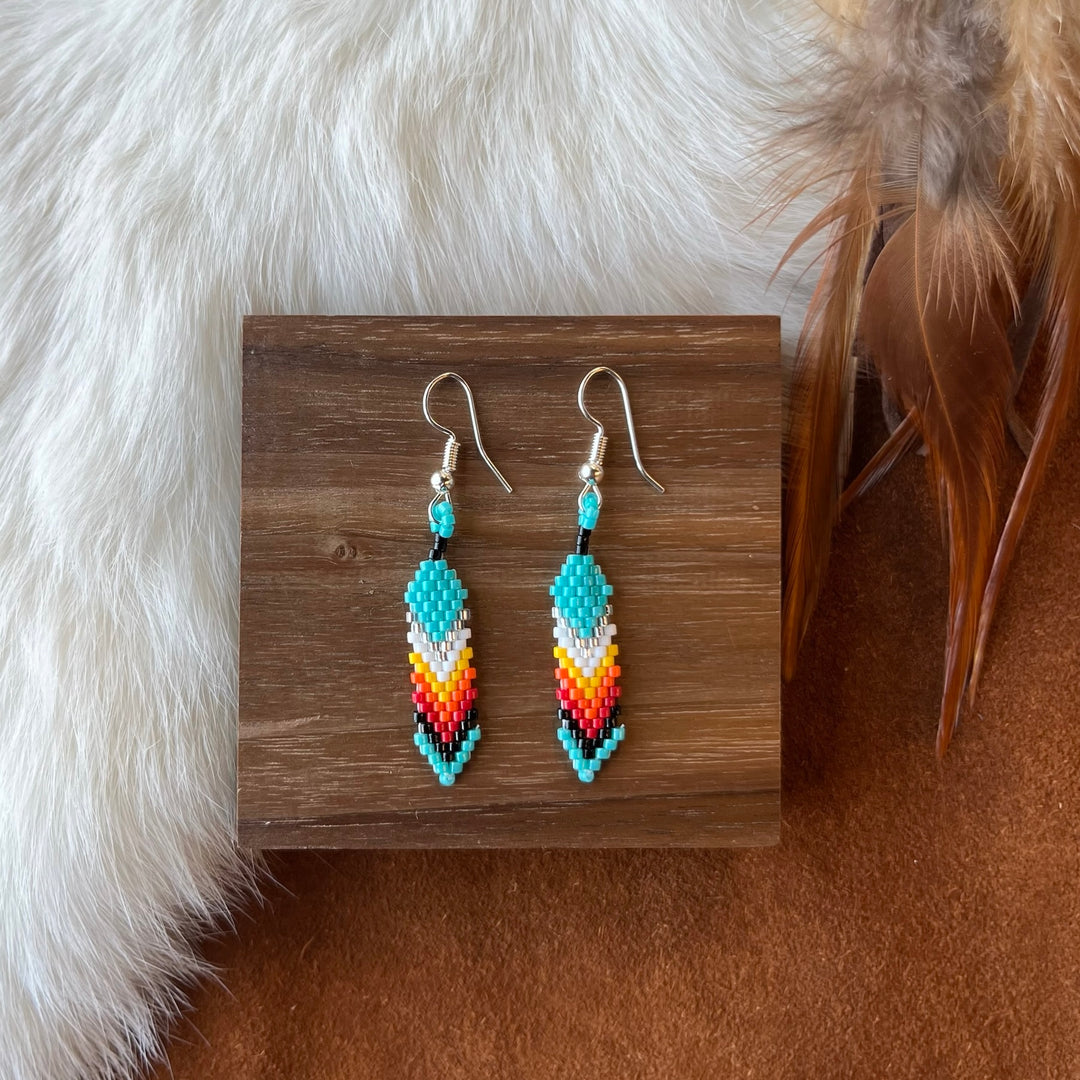 Dorothy B. Mini Peyote Feather Earrings