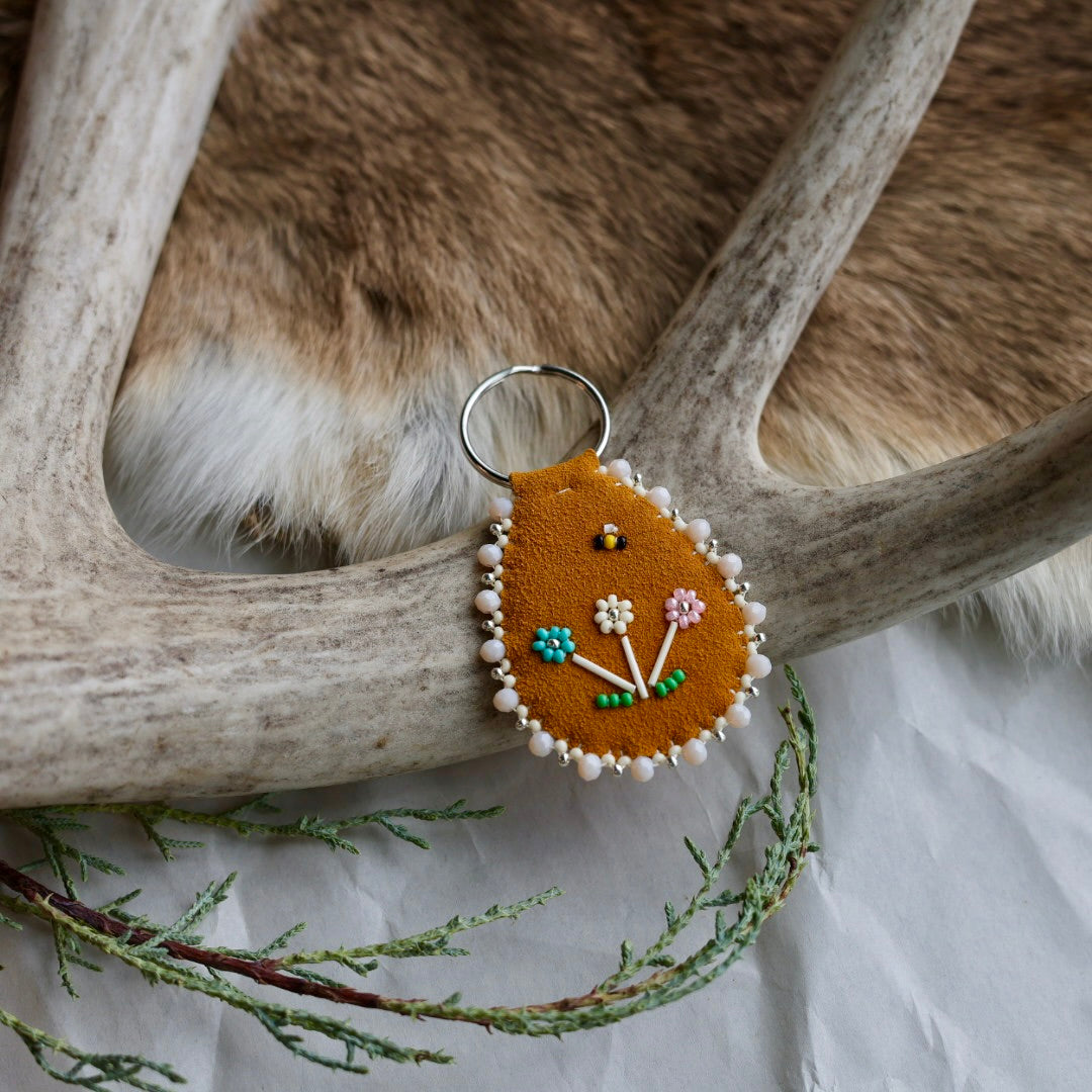 Keegan W. Quill Floral Hide Keychain