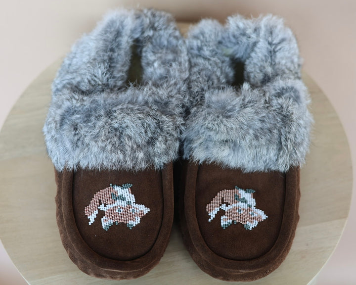 Ironstar Co. Brown Moccasins With Fox Detail