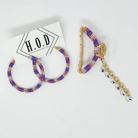 Helen O. Deadly Beaded Claw Clip and Hoops Set