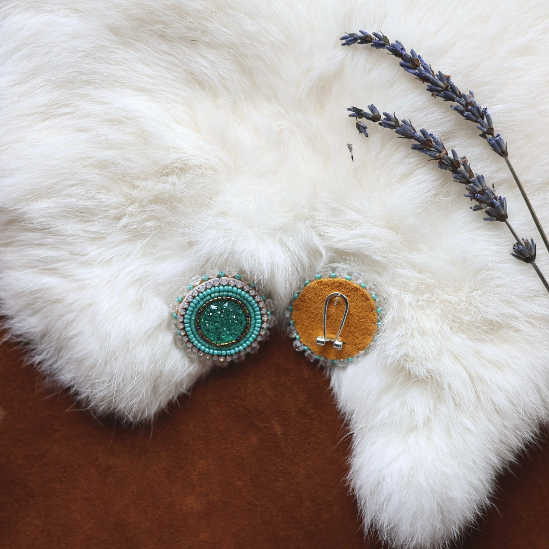 Faye's Beadiful Creations Turquoise Round Beaded Earrings