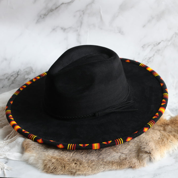 Shelley M. Fire Beaded Brim Fedora Hat