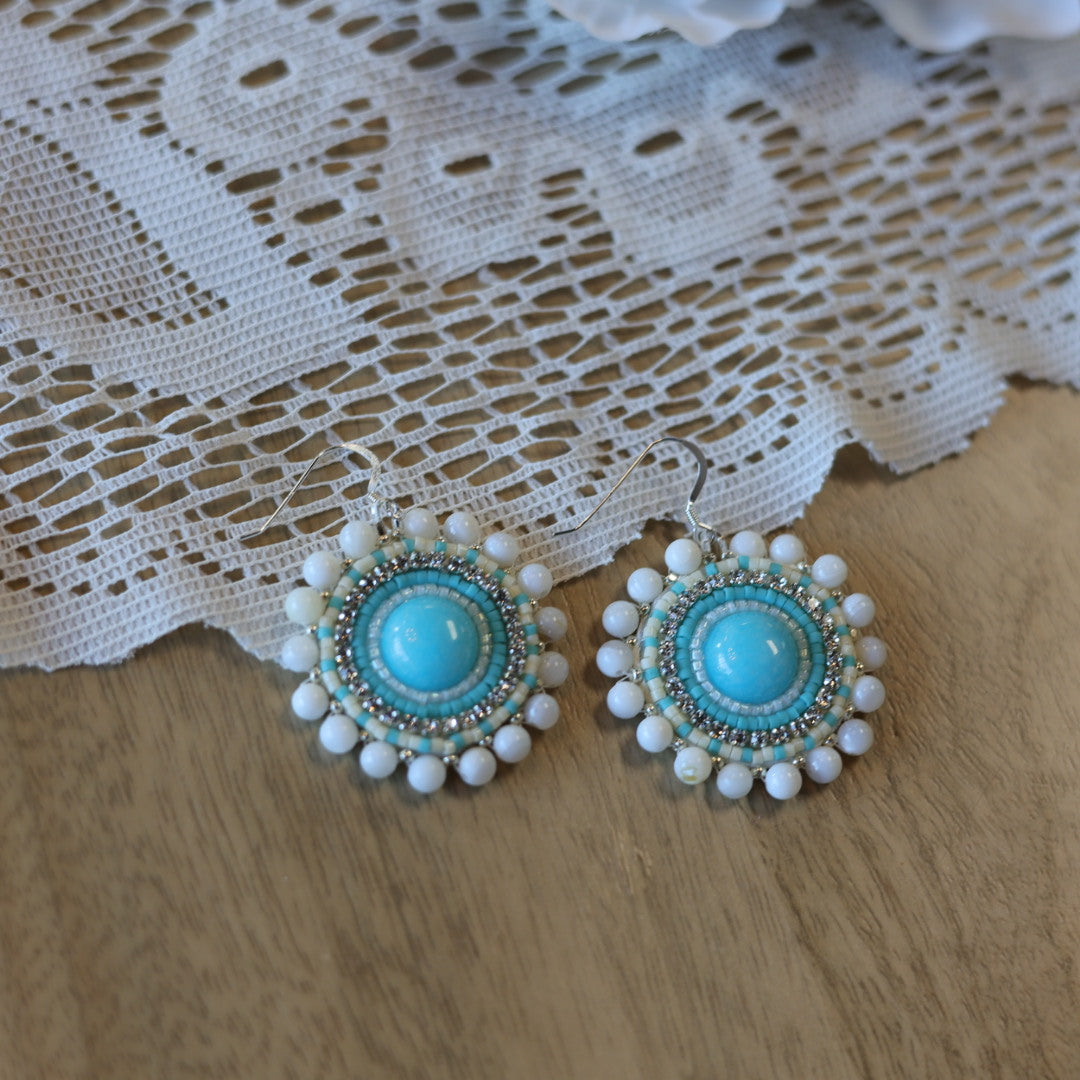 Emmiline Beadz Aqua Dyed Jade Beaded Earrings