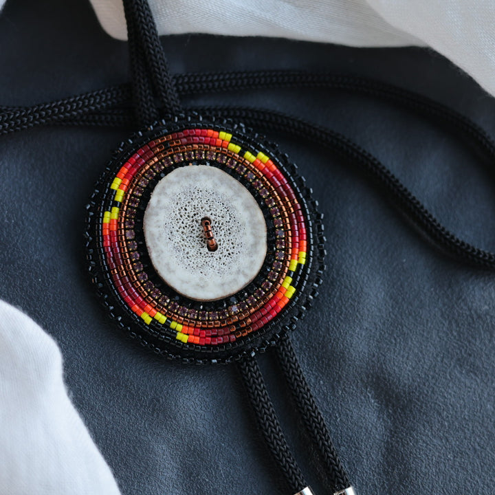 Beth Rose Designs Fire & Antler Beaded Bolo Tie