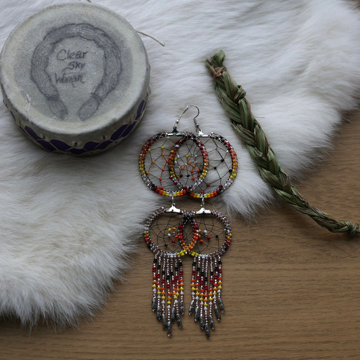 Clear Sky Woman Tiered Dreamcatcher Earrings