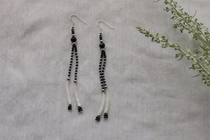Helen H. 2 Strand Dentalium Fringe Earrings