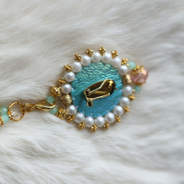 Kristina Cardinal Mint Beaded Earrings & Necklace
