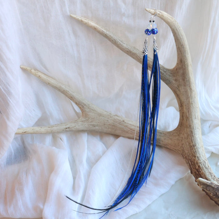 Beaded Blends Fly-Away Rooster Feather Earrings