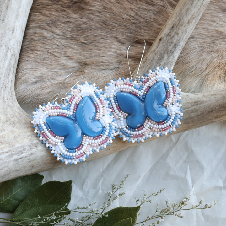 Keegan W. Dusty Blue Butterfly Beaded Earrings