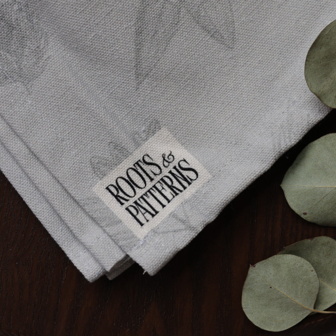 Roots and Patterns Our Medicines Grey Tea Towel