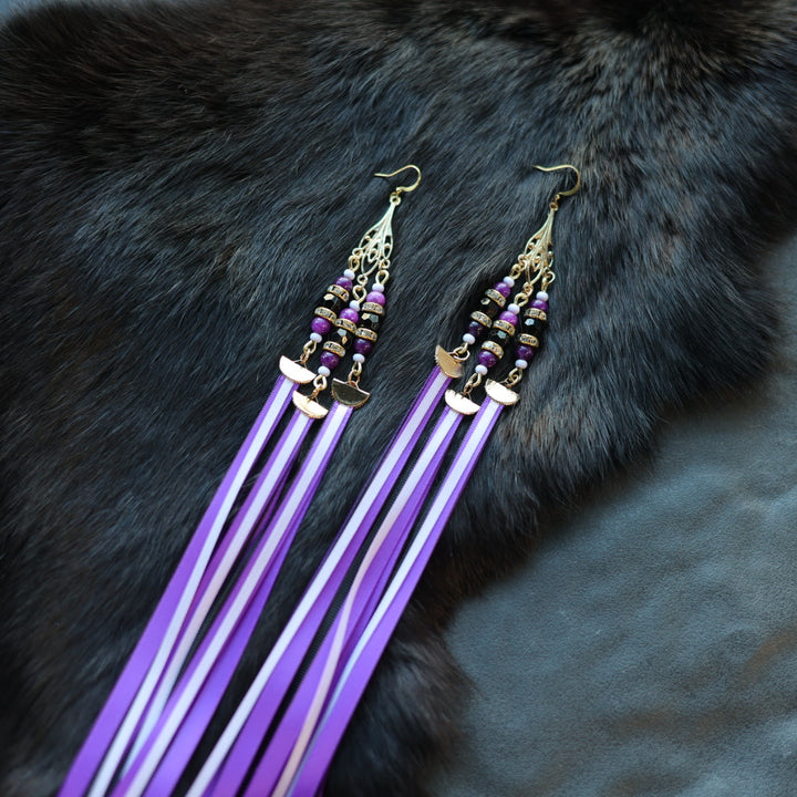 Helen Oro Designs Purple Ribbon Earrings