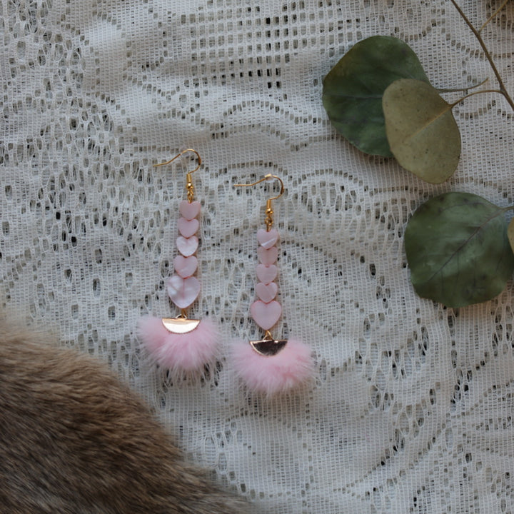 Prairie Sage Beadwork Dyed Mother of Pearl & Mink Drop Earrings