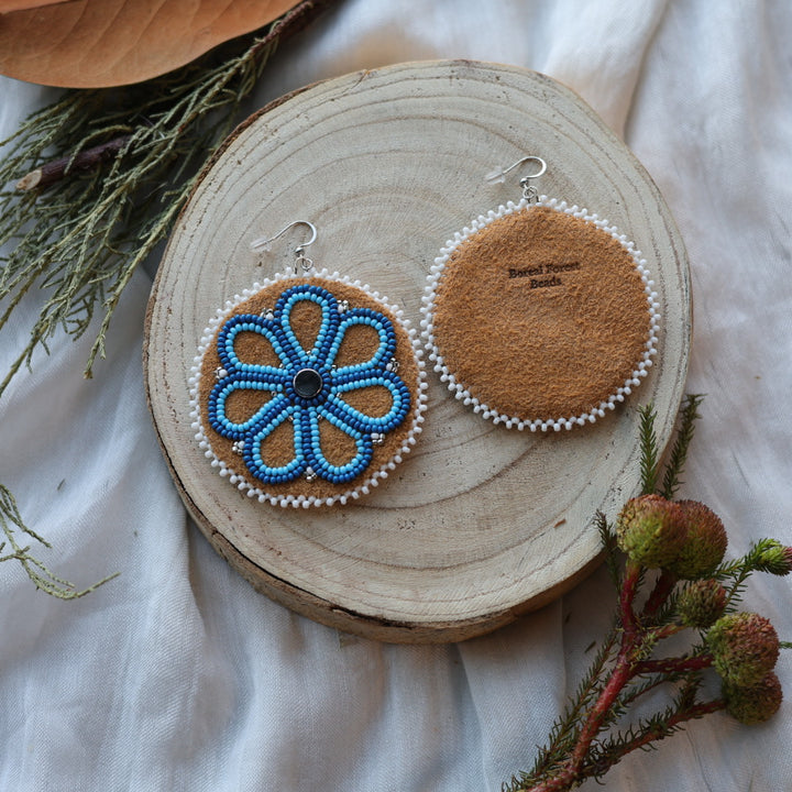 Boreal Forest Beads Floral Beaded Moose Hide Earrings