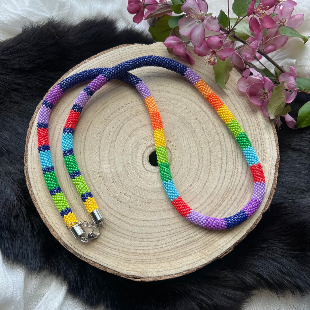 Ironstar Co. Rainbow Peyote Beaded Necklace