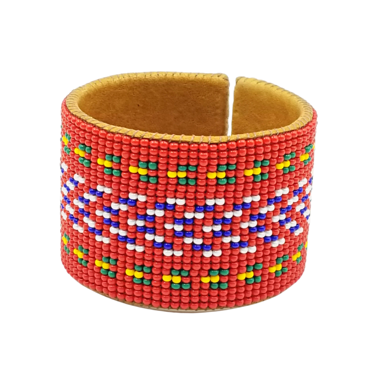 Tribal Roots Large Beaded Leather Cuff