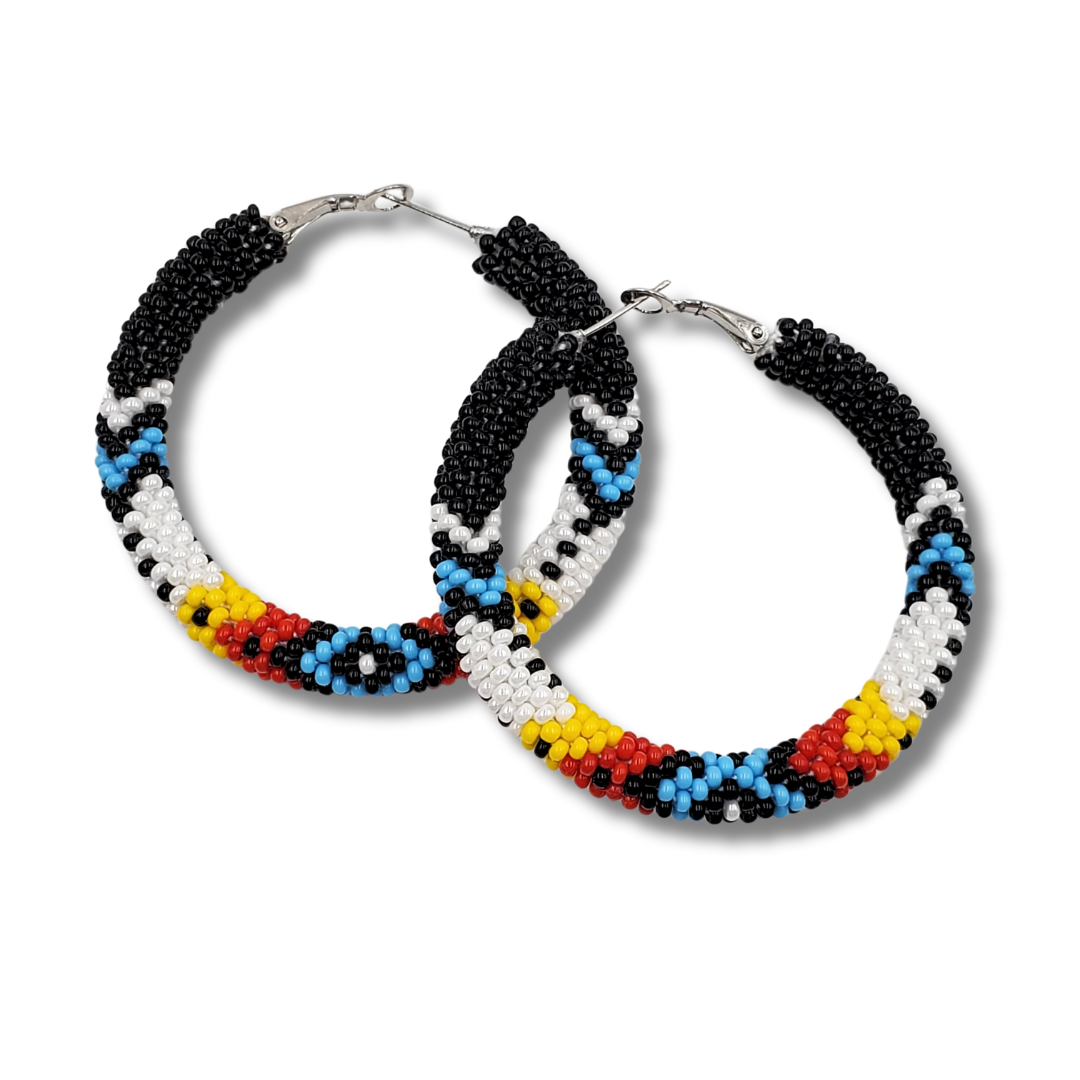 Tribal Roots Crochet Large Hoop Earrings