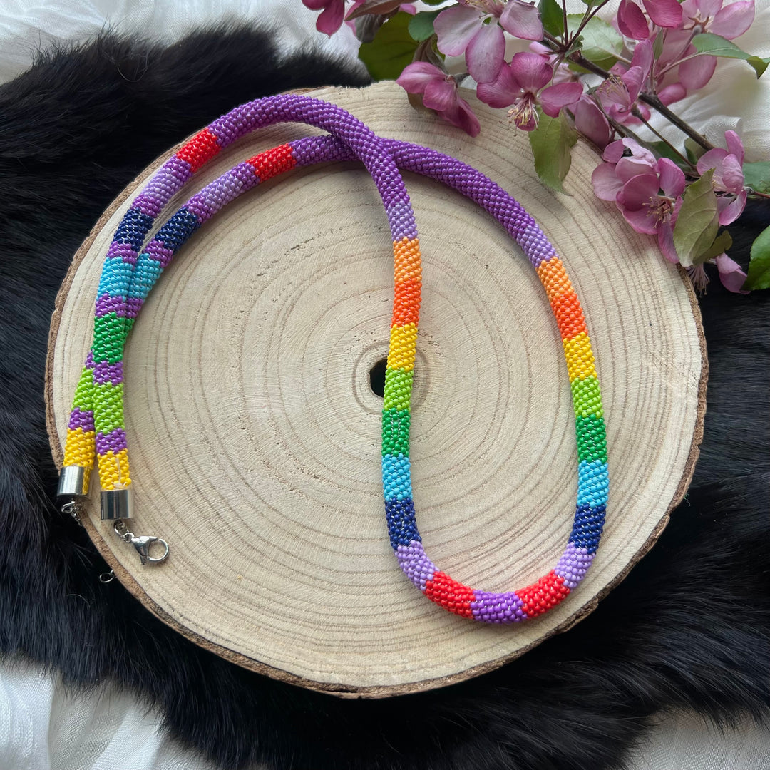 Ironstar Co. Rainbow Peyote Beaded Necklace