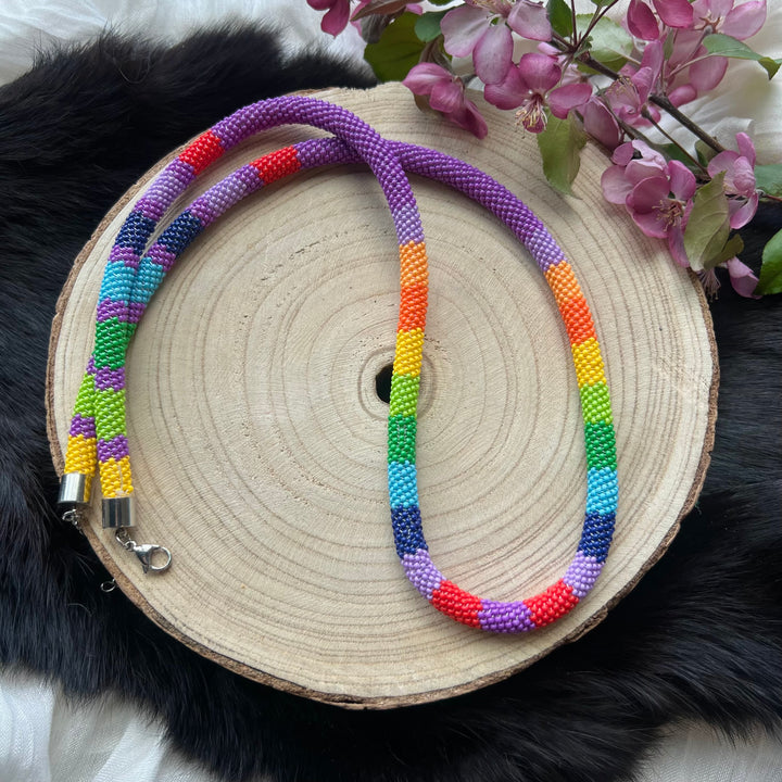 Ironstar Co. Rainbow Peyote Beaded Necklace