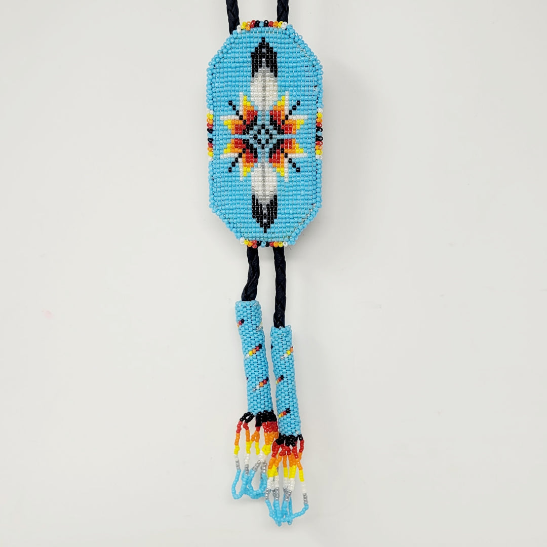 Four D Feather Beaded Bolo