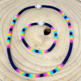 Four D Bead Wrapped Magnetic Closure Necklace & Bracelets