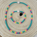 Four D Bead Wrapped Magnetic Closure Necklace & Bracelets