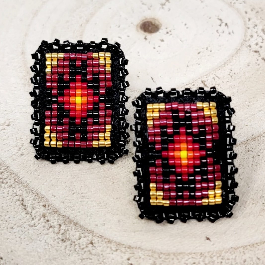 Beth Rose Designs Small Beaded Rectangular Earrings