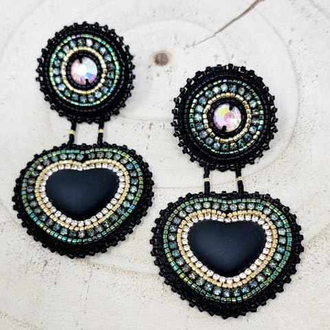 Beth Rose Designs Black Two Tiered Earrings