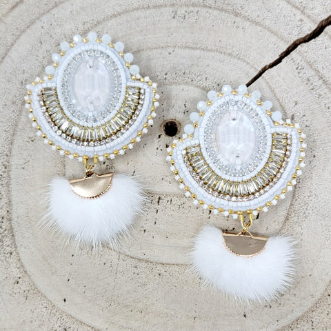 Beth Rose Designs White Crystal Earrings