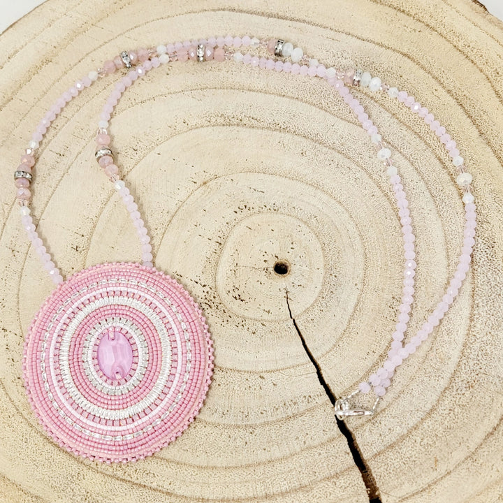 Beth Rose Designs Pink Crystal Earrings & Necklace