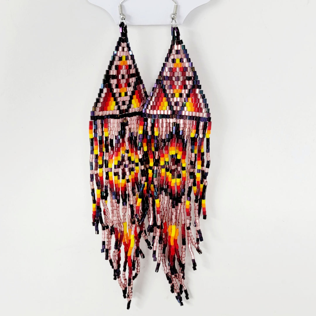 Four D Shoulder Duster Beaded Earrings