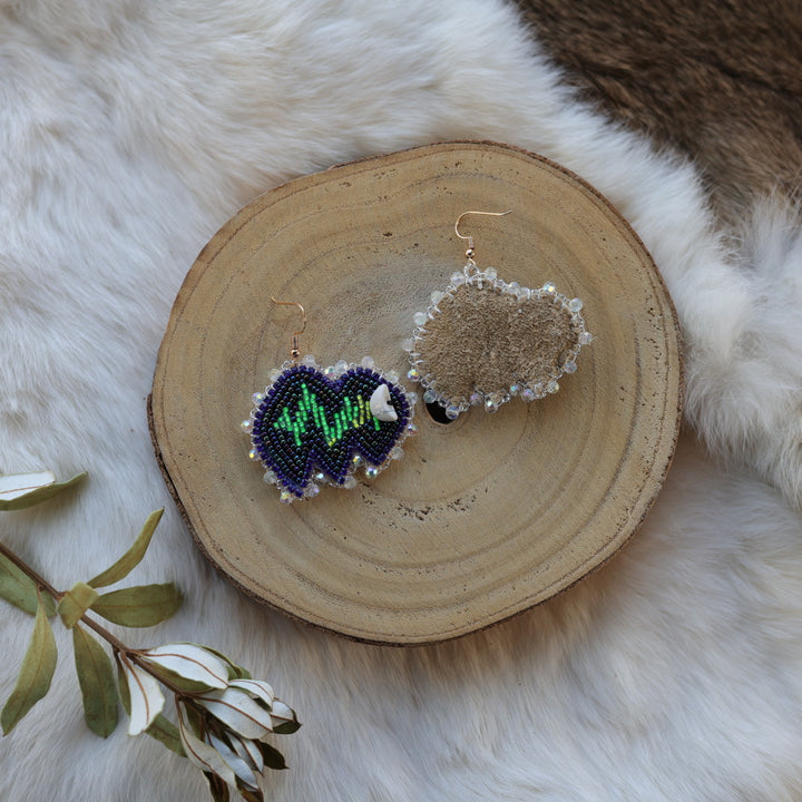Mercedes G. Northern Lights Beaded Bison Earrings