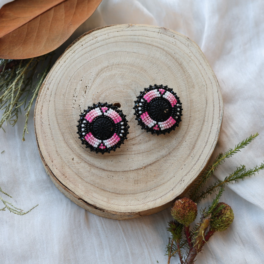 Boreal Forest Beads Beaded Round Earrings
