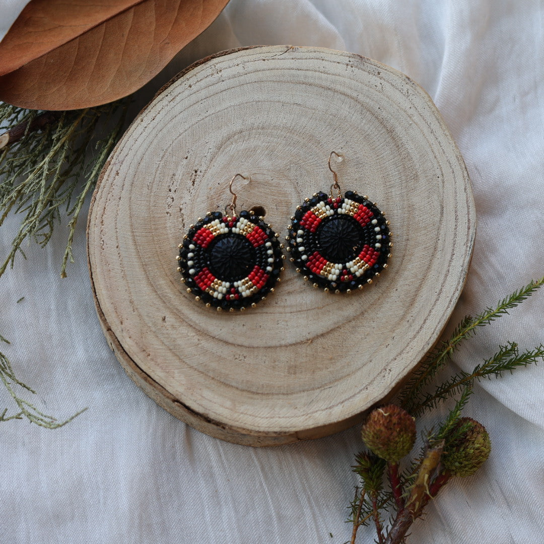 Boreal Forest Beads Beaded Round Earrings
